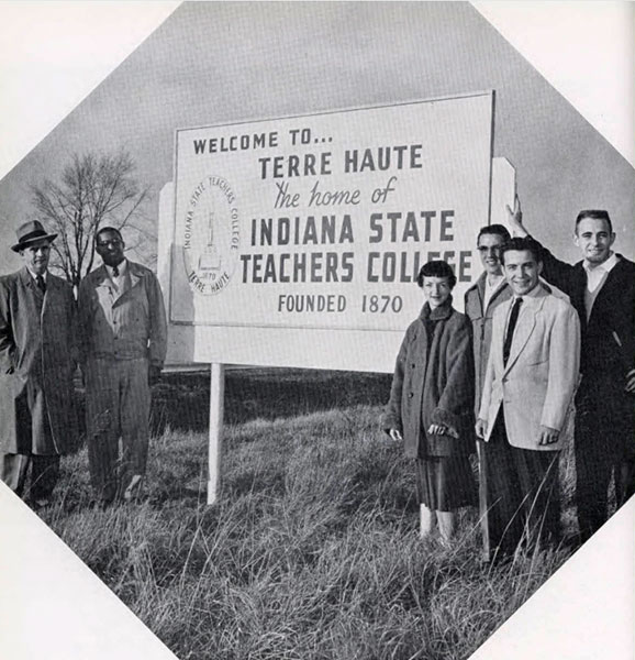 Indiana State Teachers College sign, 1956