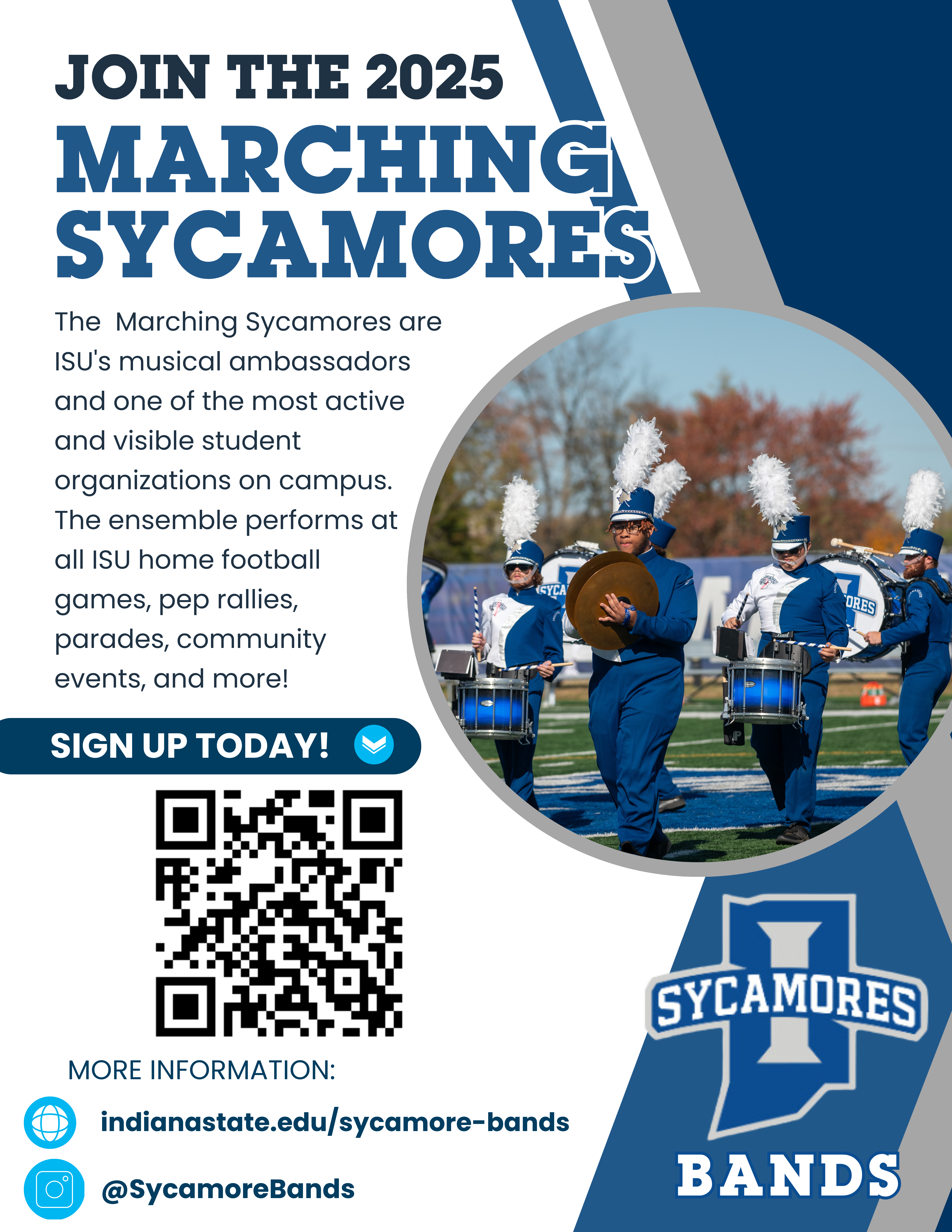 Indiana State University Marching Sycamores Flyer for Drumline