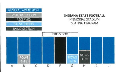 Indiana State University Football Memorial Stadium Seating diagram