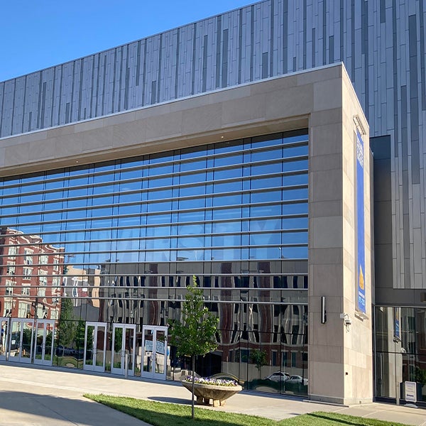 A front view of the Hulman Center