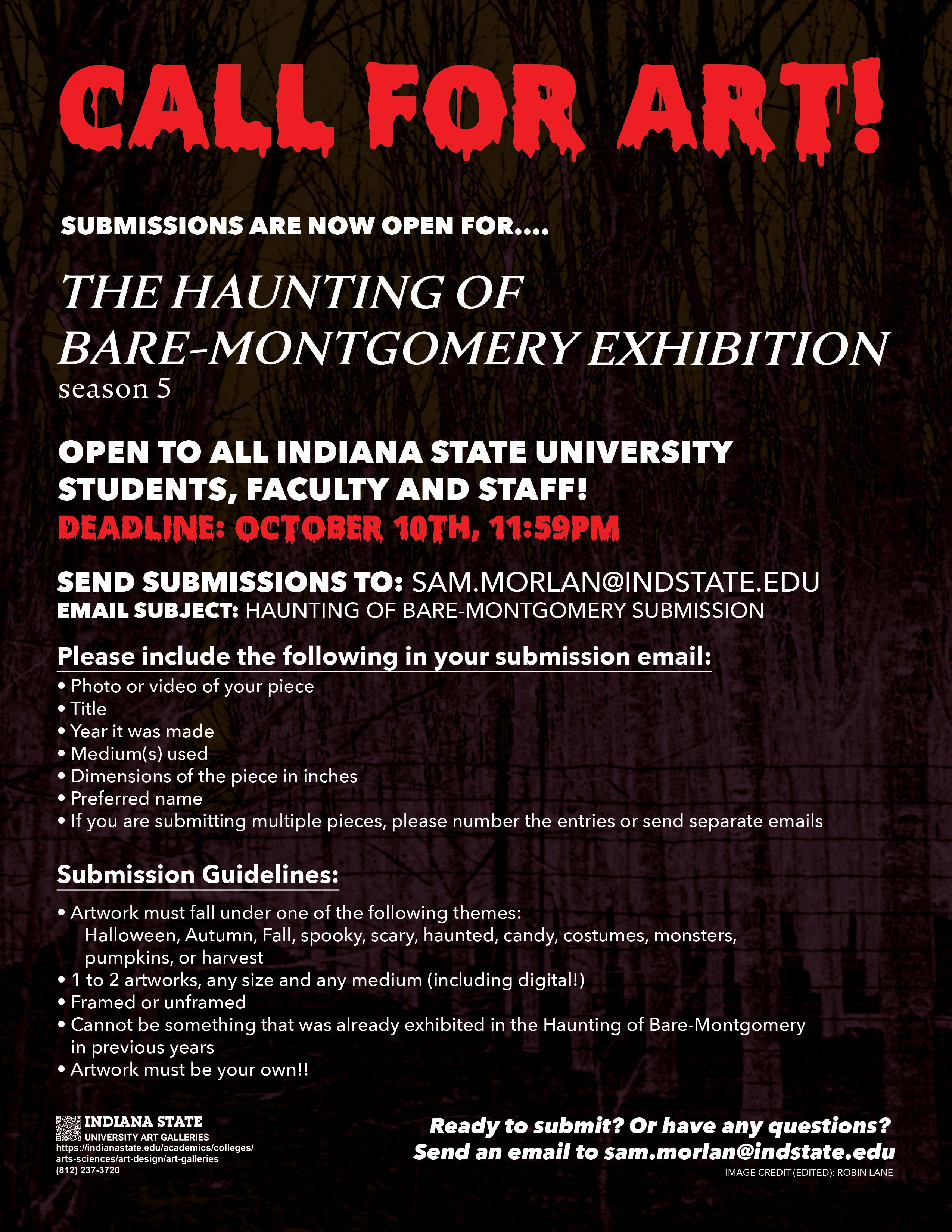 Call for art poster for the Haunting of Bare-Montgomery Exhibition (Season 5)