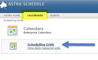 Calendar tab - Scheduling Grid